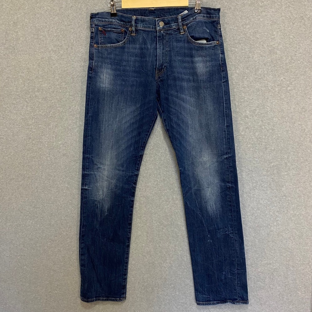 POLO RALPH LAUREN Men's 34x34 Authentic Dungarees Classic Fit Denim Blue Jeans